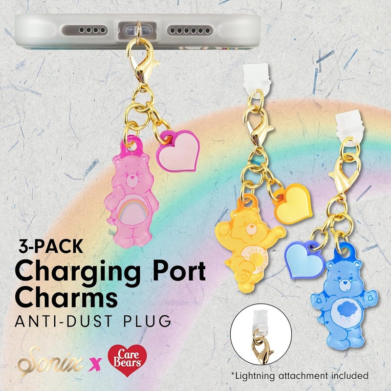 Sonix Dust Plugs - USB C + Lightning Compatible - Care Bears Character Charging Port Charms (3 Pack) - Funshine, Cheer, Grumpy Bear - Image 5